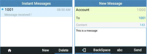 mensajes Grandstream telefono