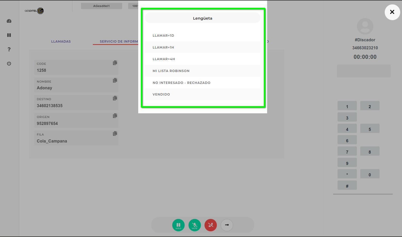 12 etiquetar llamada