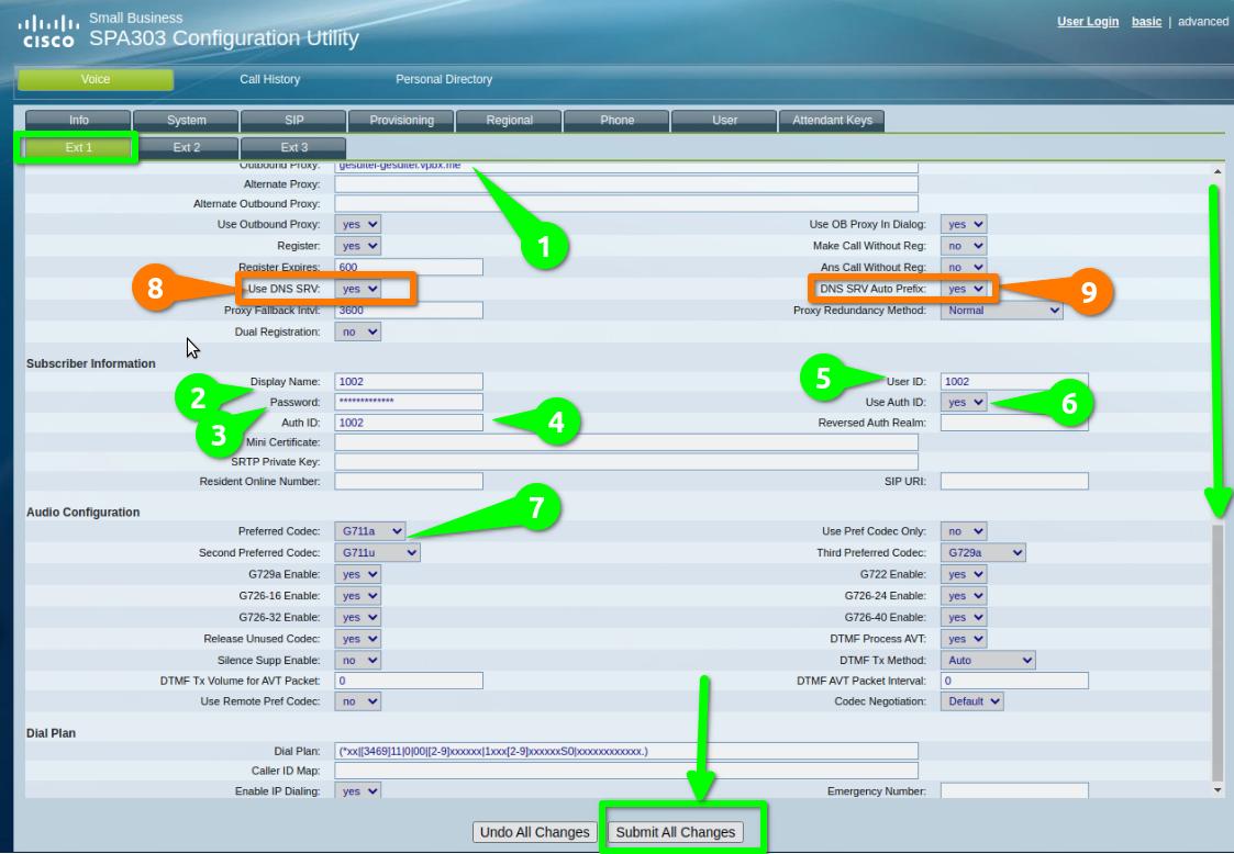 configurar extensiones telefono ip cisco