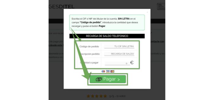 pago de recarga telefonica