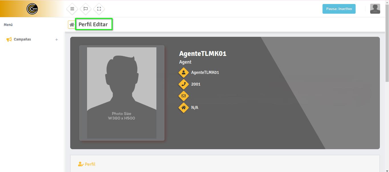 Dirección y foto de perfil